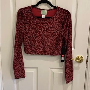 F21 velvet pink cheetah print crop top